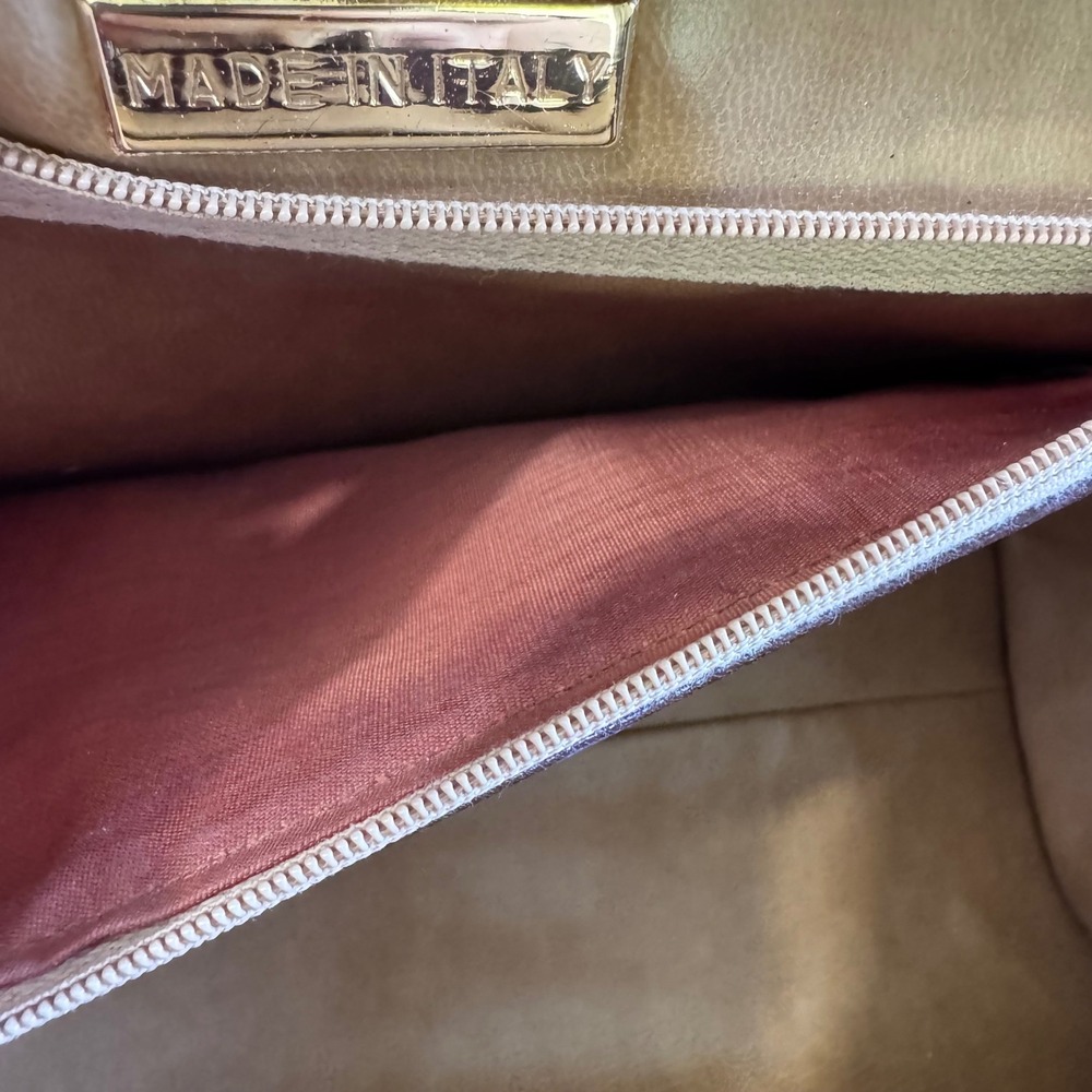 Vintage Italian Leather Frame Bag - Structured Burgundy Top Handle Satchel 70s - Picture 9 of 14